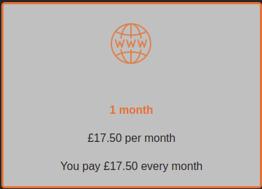 One month web hosting